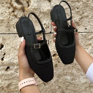 Elegant Black Tweed Women's Shoes - Chanel style